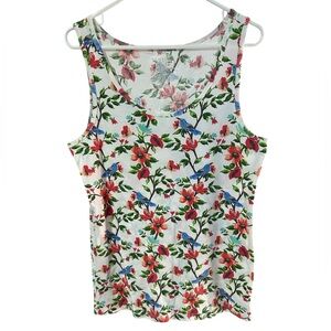 Time and Tru Floral Tank Top - Red and Green